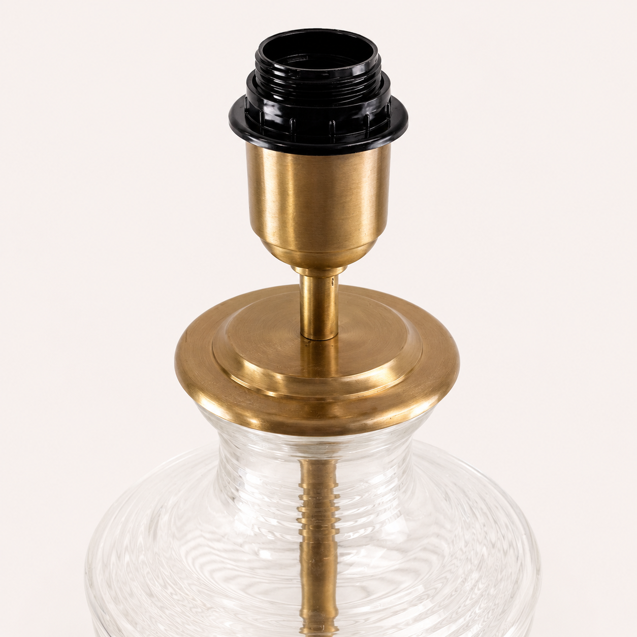 Clifton Clear Ribbed Glass Urn Table Lamp with Antique Brass Detailing