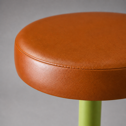 The Schoolhouse Wasabi Green & Tan Leather Seat Stool