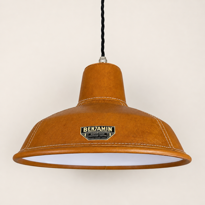 Filby Tan Genuine Leather RLM Reflector Lampshade Pendant Light - 12.5 Inch