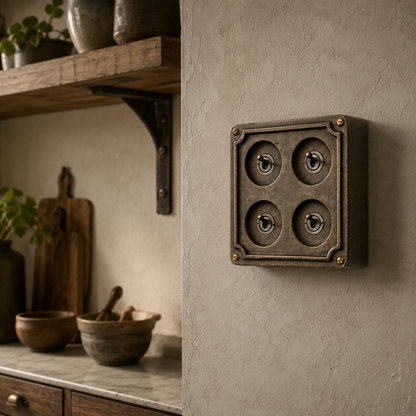 4 Gang 2 Way Antique Brass Bronze Surface Mounted Toggle Light Switch