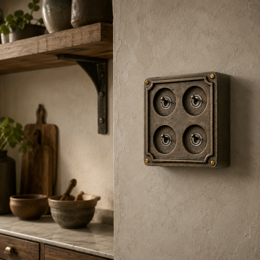 4 Gang 2 Way Antique Brass Bronze Surface Mounted Toggle Light Switch