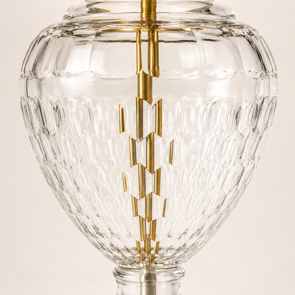 Luxury Clear Cut Glass Table Lamp Base with Antique Brass Finish