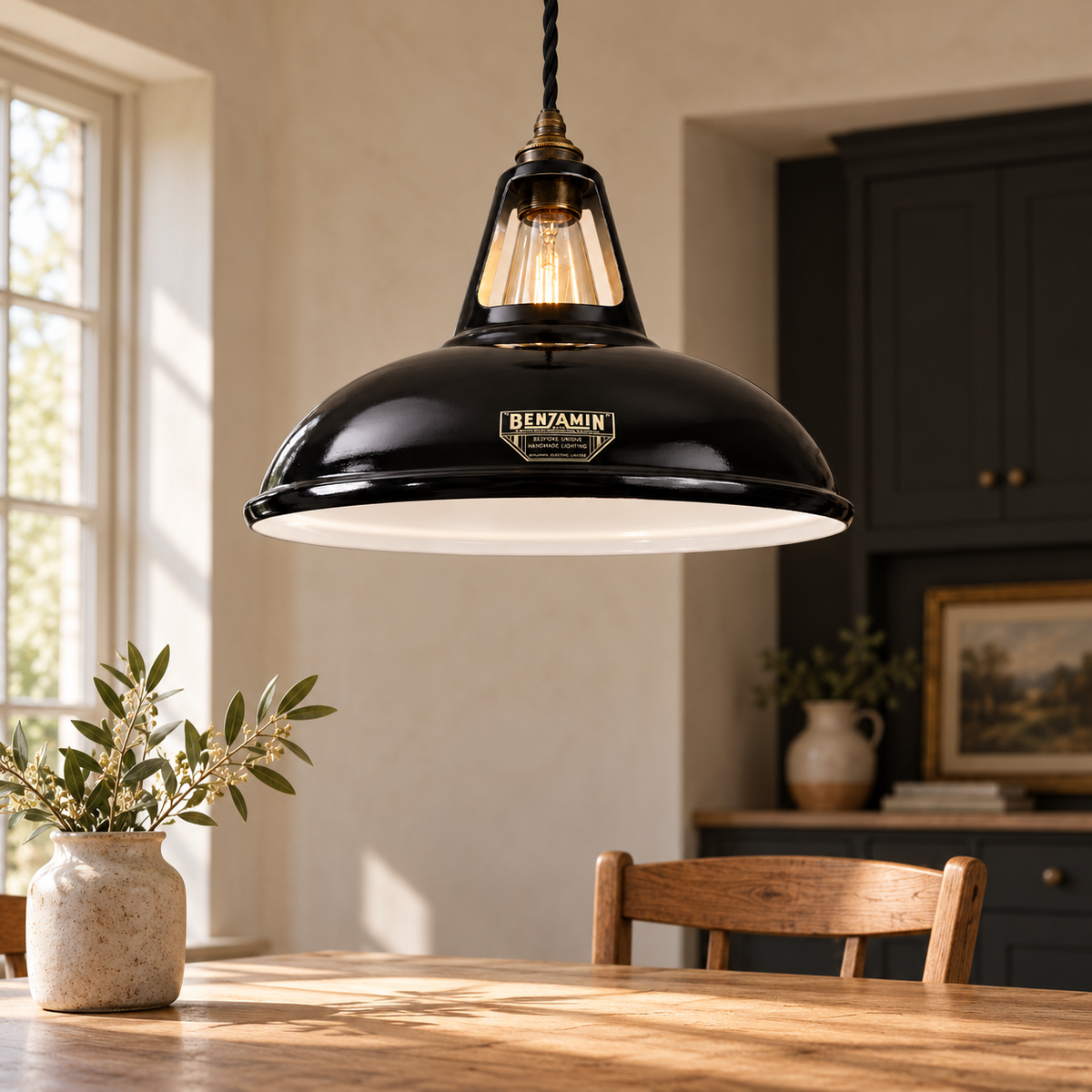 Cawston XL Midnight Black Coolicon Lampshade Pendant Light - 14 Inch