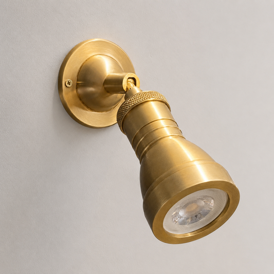 Solid Brass Short Adjustable Arm Wall Light |Adjustable GU10 Industrial Spotlight