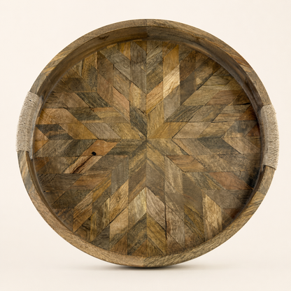 Moët & Chandon Wooden Champagne Round Serving Patchwork Tray | 37cm