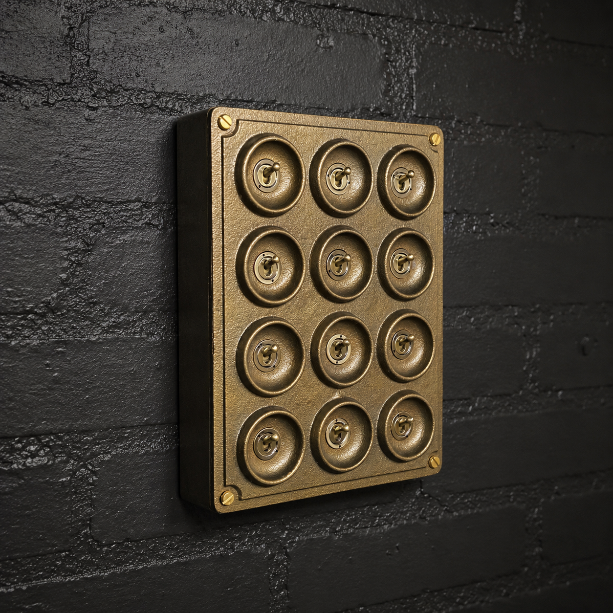 12 Gang 2 Way Bronze Solid Cast Metal Conduit Toggle Light Switch