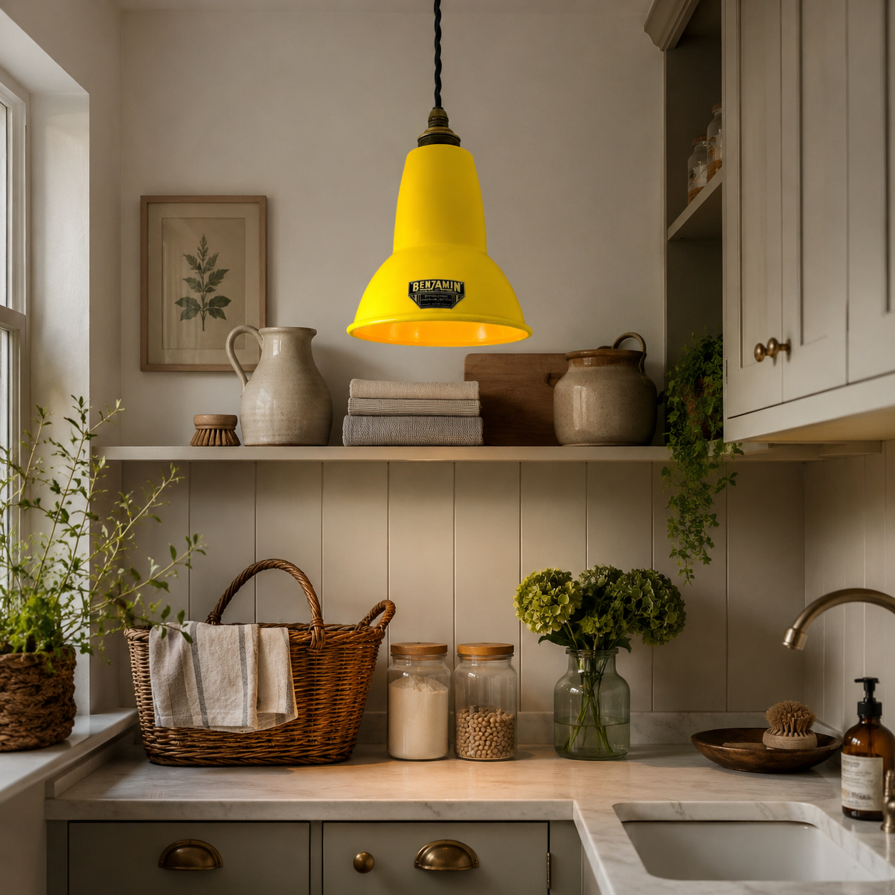 Alby - Summer Yellow Enamel Shade Pendant Light | 6 Inch