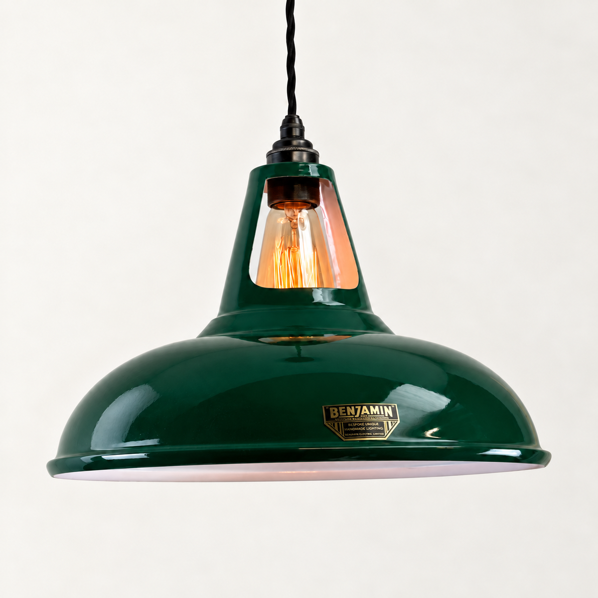 Cawston XL Racing Green Coolicon Lampshade Pendant Light - 14 Inch