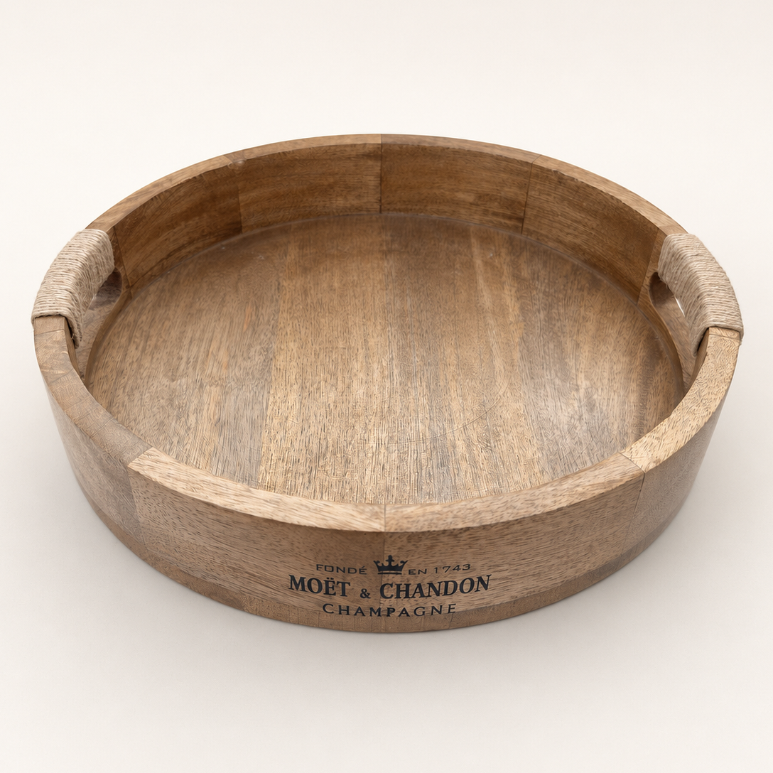 Moët & Chandon Champagne Medium Round Wooden Serving Tray - 31cm