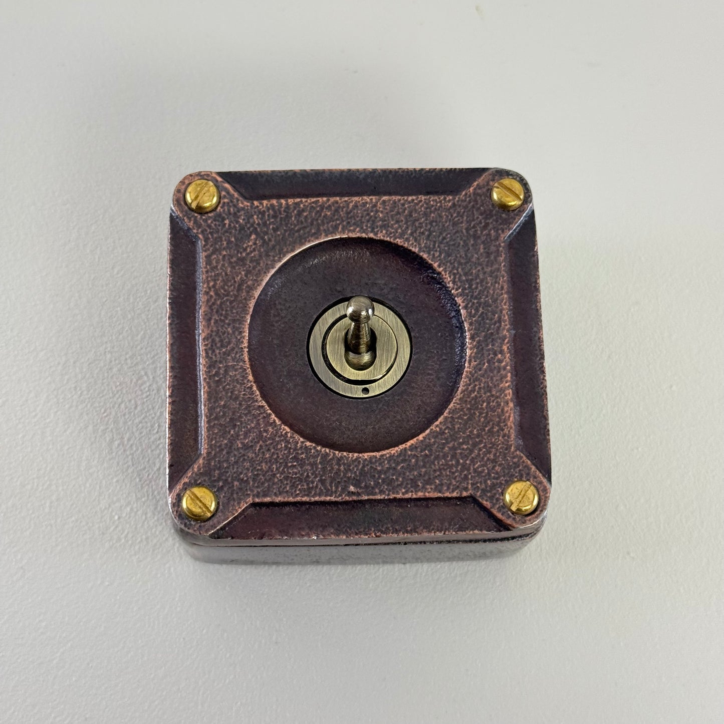 Single Gang Antique Copper Solid Cast Metal Conduit Light Switch Industrial 2 Way - BS EN Approved Vintage Crabtree 1950’s Style