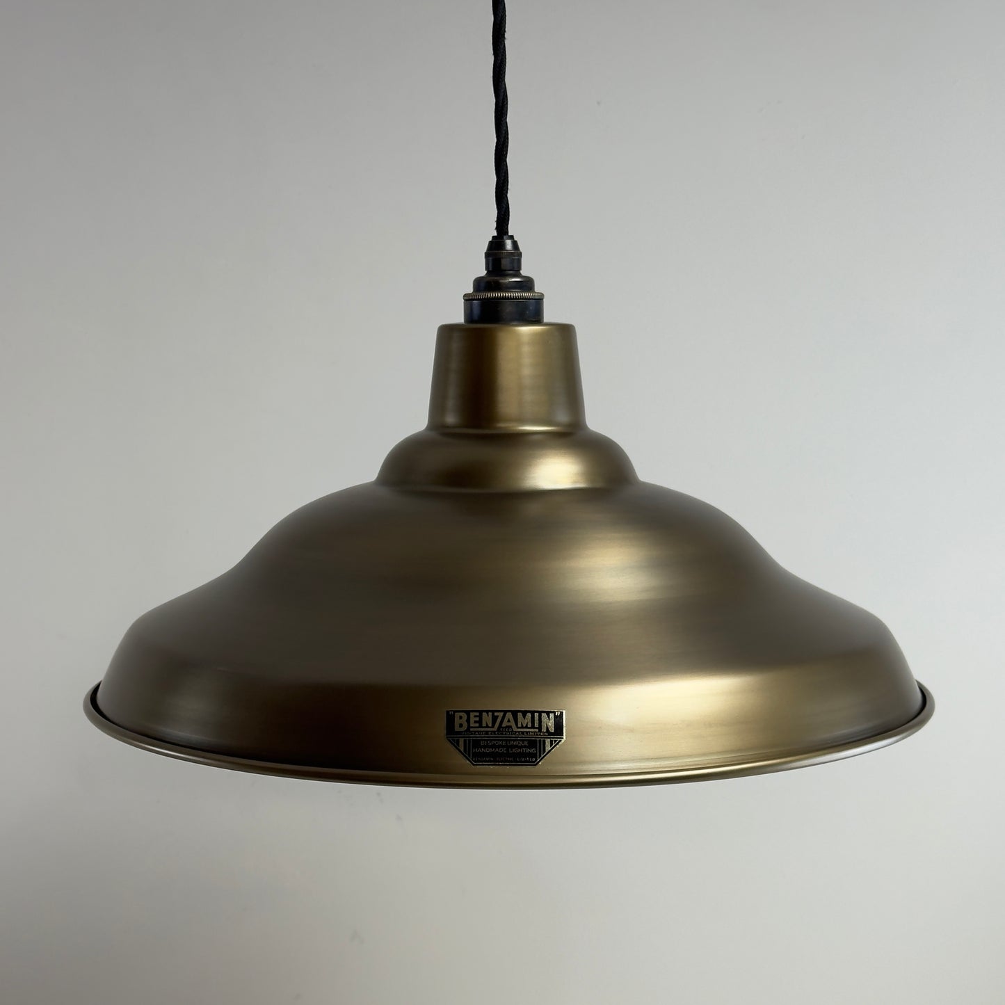 Bawsey - Antique Brass Industrial Pendant Light Factory Shade - 16 Inch