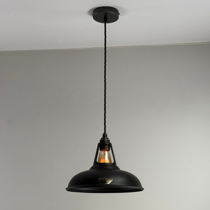 Cawston - Matt Black Lampshade Slotted Design Pendant Ceiling Light - 11 Inch *Pre Order*