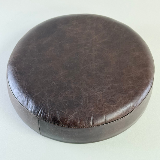 New Genuine Leather Vintage Brown Bar Stool Top Handmade | Vintage Style | Replacement Seat 12 Inch