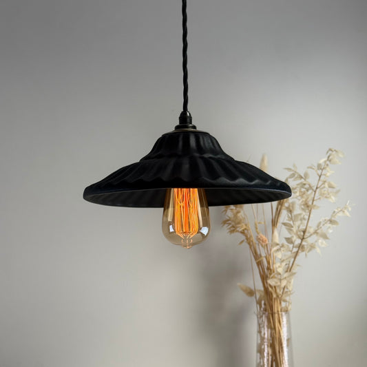 Lenwade - Matt Black Ceramic Shade Light Pendant Odette