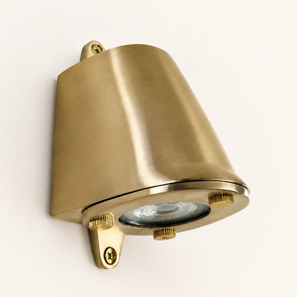 Holt - Raw Solid Brass Mast Down Wall Light - IP54