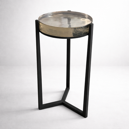 Solid Glass Round Accent Side Coffee Table Retro