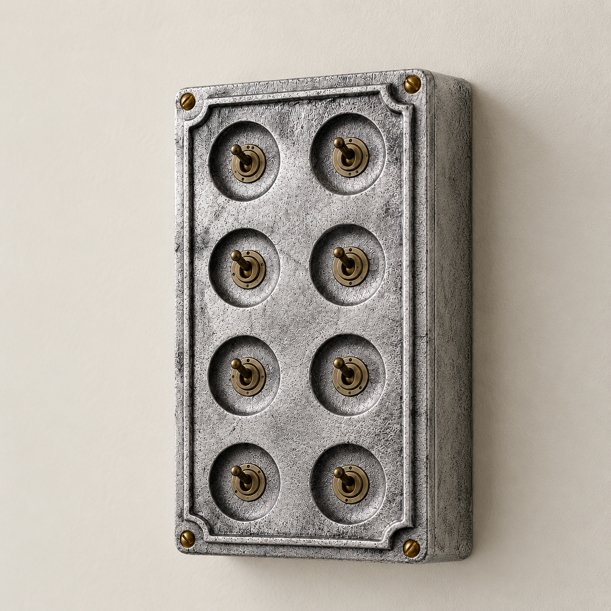 8 Gang 2 Way Solid Cast Metal Conduit Light Switch Industrial | Vintage Crabtree