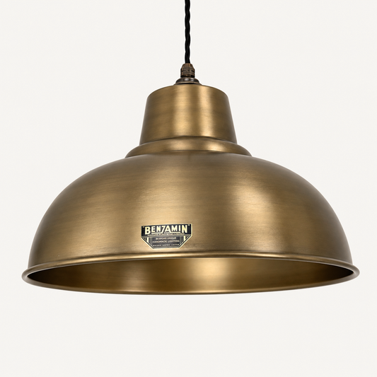 Salthouse XL Antique Brass Dome Lampshade Pendant Light 14.5 Inch
