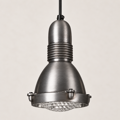 Coltishall - Industrial Pewter Grey Pendant Light Textured Glass
