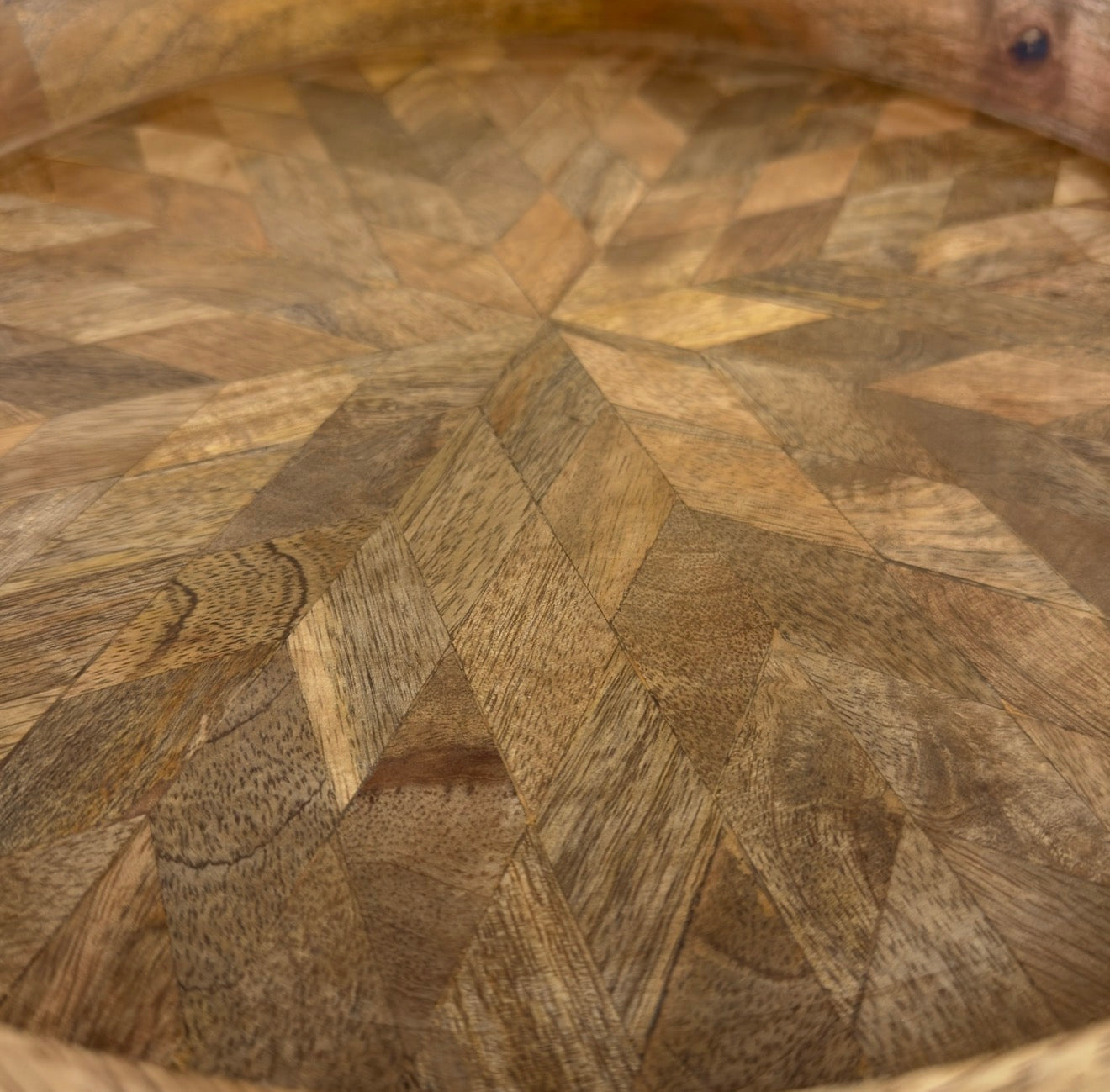 Moët & Chandon Champagne Large Round Wooden Serving Tray Natural Patchwork