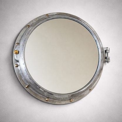 Oversized XL Porthole Mirror Solid Cast Nautical Industrial