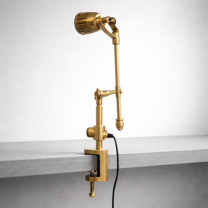 Solid Brass Adjustable Clamp Desk Lamp · Articulated Industrial Spotlight
