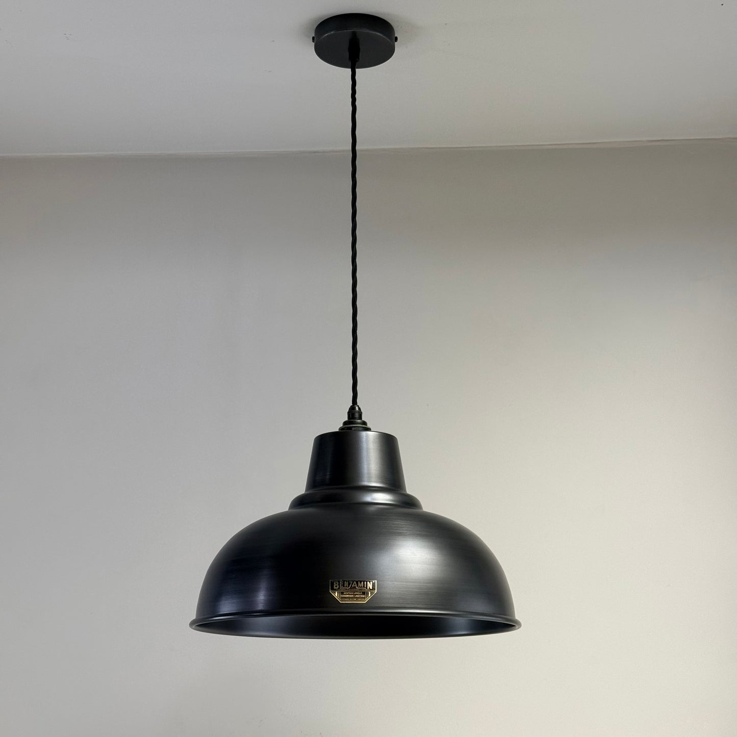 Salthouse XL Pewter Grey Industrial factory shade light ceiling dining pendant - 14.5 Inch