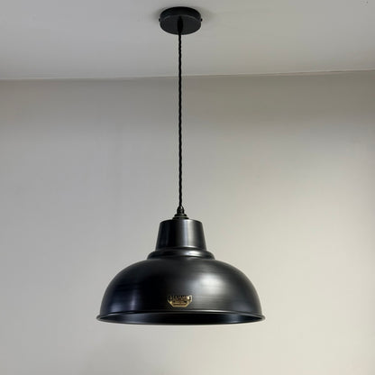 Salthouse XL Pewter Grey Industrial factory shade light ceiling dining pendant - 14.5 Inch