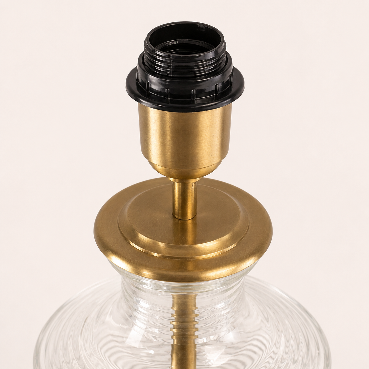 Clifton Clear Ribbed Glass Urn Table Lamp with Antique Brass Detailing
