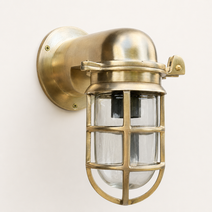 Happisburgh Raw Solid Brass Outdoor & Bathroom Wall Light - 10 Inch