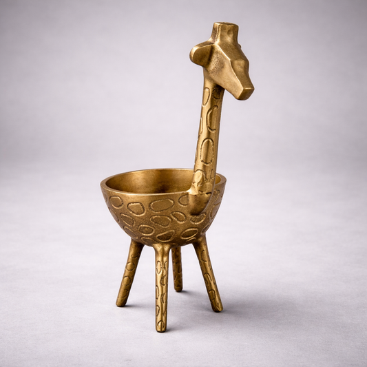 Giraffe Solid Cast Brass Metal Planter Pot for Succulents & Plants