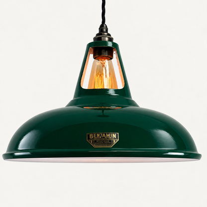Cawston XL Racing Green Coolicon Lampshade Pendant Light - 14 Inch