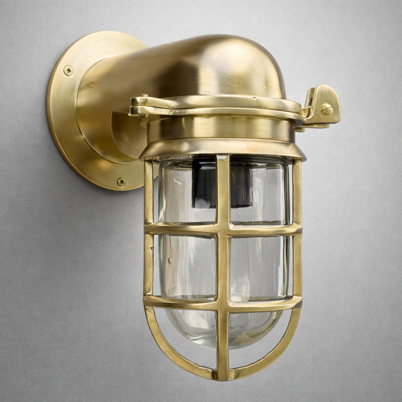 Happisburgh - Raw Solid Brass Outdoor Bulkhead Wall Light