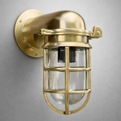 Happisburgh - Raw Solid Brass Outdoor Bulkhead Wall Light