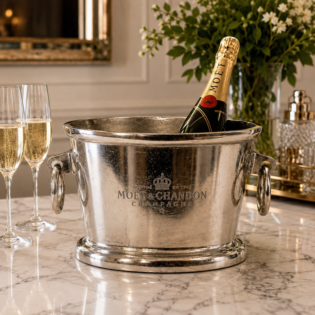 Moët & Chandon Raw Cast Aluminium Champagne Ice Bucket | Wine Cooler