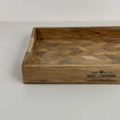 Moët & Chandon Champagne Butlers Wooden Serving Trays Natural Patchwork