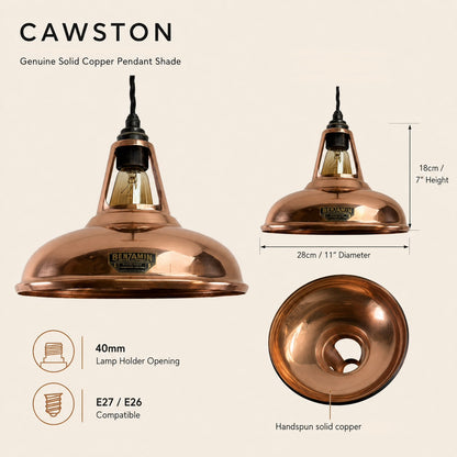 Cawston Solid Copper Coolicon Lampshade Pendant Light - 11 Inch