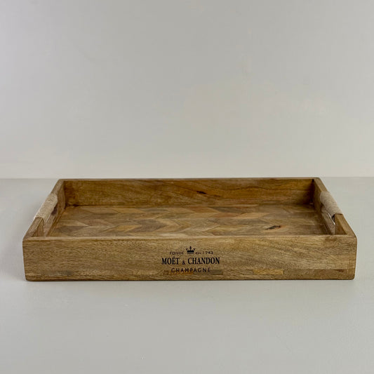 Moët & Chandon Champagne Butlers Wooden Serving Trays Natural Patchwork