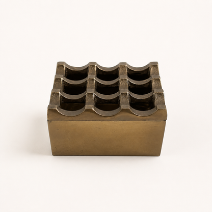 Antique Brass Medium Ashtray | Heavy Cigar Holder & Home Bar Decor