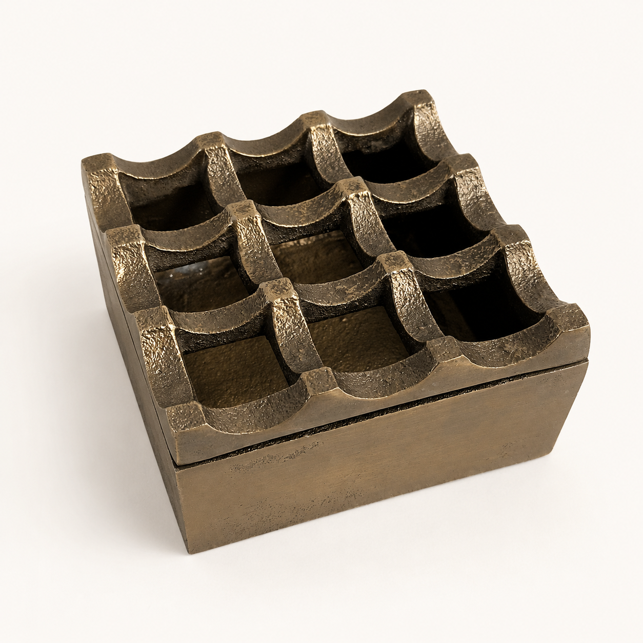 Antique Brass Medium Ashtray | Heavy Cigar Holder & Home Bar Decor