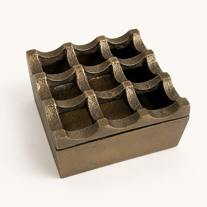 Antique Brass Medium Ashtray | Heavy Cigar Holder & Home Bar Decor
