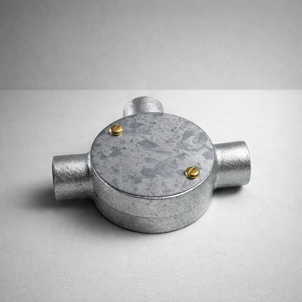 20mm Galvanised Inspection Tee Conduit - Industrial Metal Junction Box