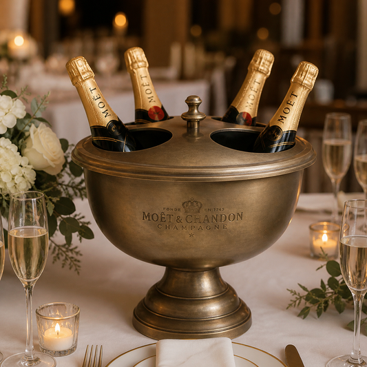 Moët & Chandon Antique Brass 4 Bottle Champagne Cooler | Large Ice Bucket