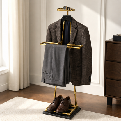 Luxury Dressboy Vintage Brass / Black 50.5 x 31 x H. 117 cm - Clothes Rack Coat Rack Suit Stand Mute Servant Gentleman - Luxury Accessories