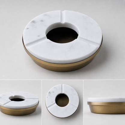 Marble Cigar Ashtray Brass Cigarette Holder Catchall Tray Handcrafted Gift