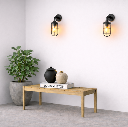 Runton - Solid Bronzed Antique Brass Sconce Swan Neck Industrial Outdoor Wall Light