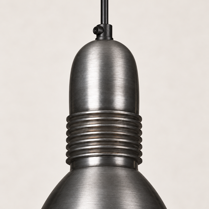 Coltishall - Industrial Pewter Grey Pendant Light Textured Glass
