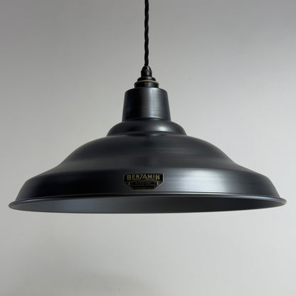 Bawsey Pewter Industrial Factory Pendant Light - 16 Inch