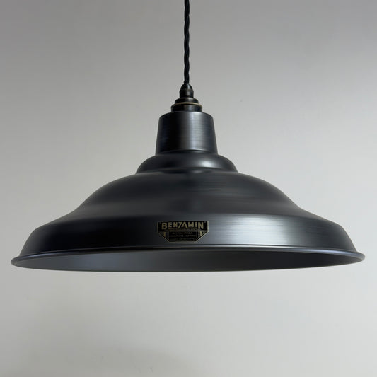Bawsey - Pewter Industrial Factory Pendant Light - 16 Inch