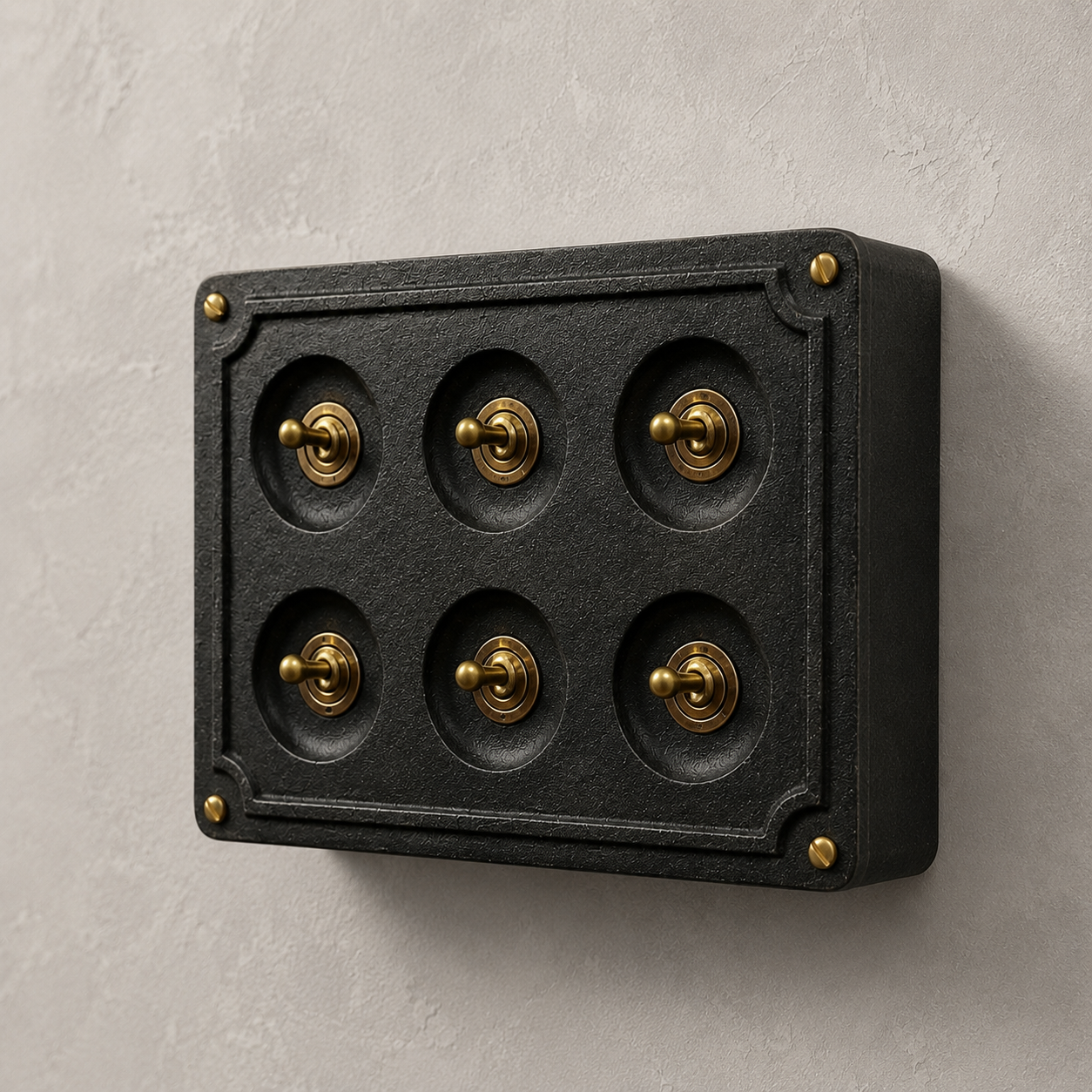 6 Gang 2 Way Black Zinc Cast Metal Conduit Light Switch